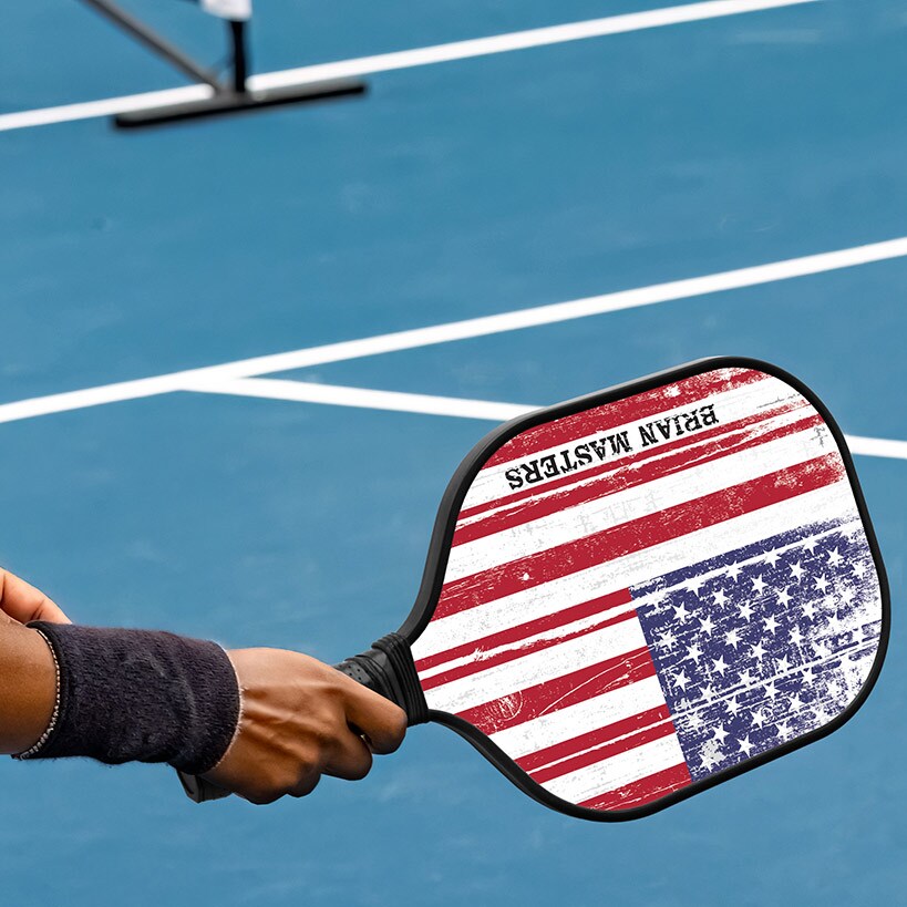 Personalized Pickleball Paddle American Flag