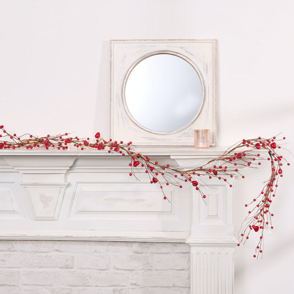 Lighted Pink and Red Heart Garland - Battery Operated