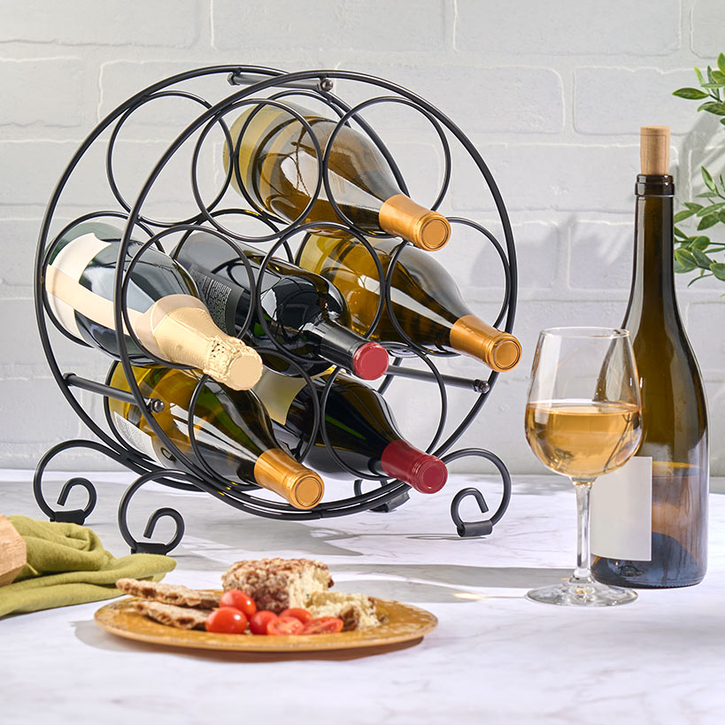 Freestanding Countertop Wine Rack for Display and Storage 7 Bottle Slots