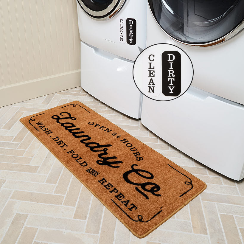 Vintage Laundry Room Décor - Magnets, Dryer Sheet Box, Rug