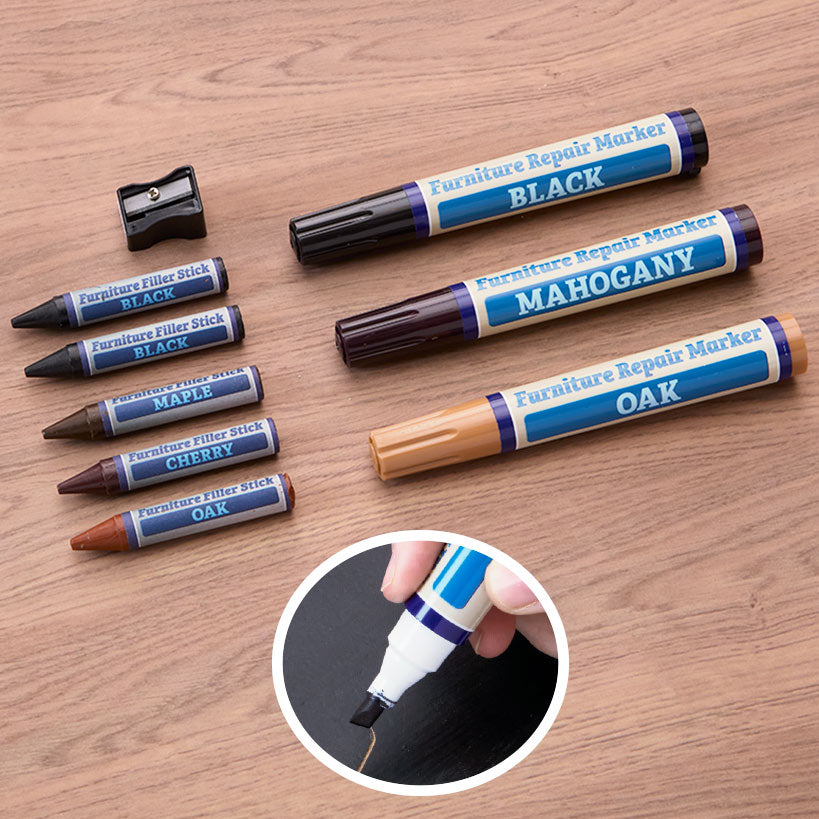 Furniture Repair and Restore Kit 3 Markers and 5 Wax Filler Sticks
