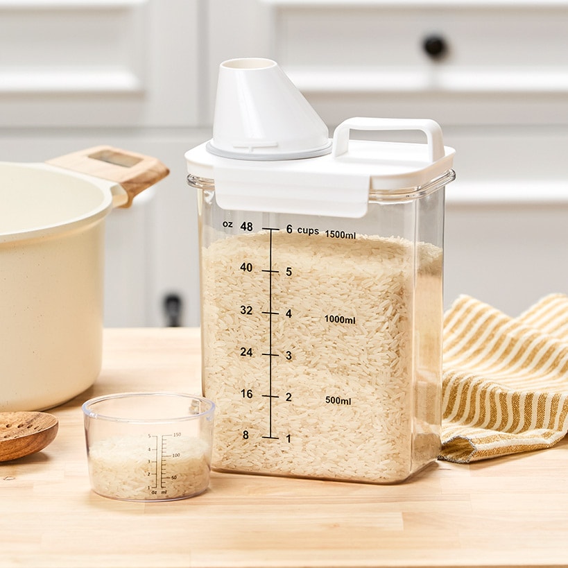 Airtight Dry Food Storage Containers with Pouring Spout and Measuring Cup