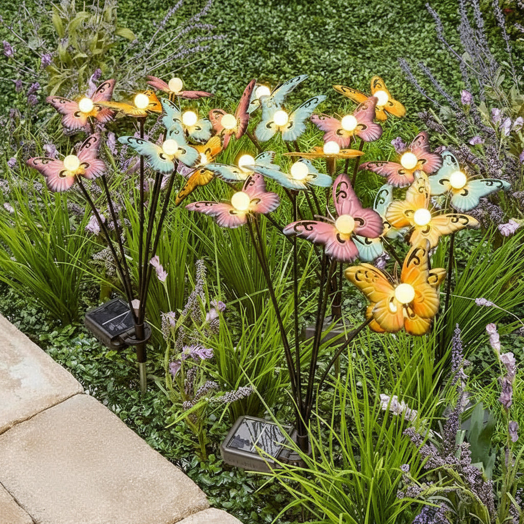 Colorful Solar Butterfly With Motion Bouquet Stake