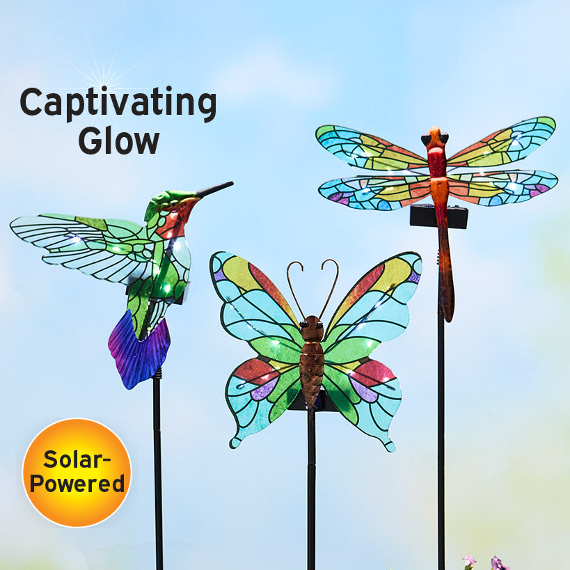 Vibrant Solar Glass Garden Stake
