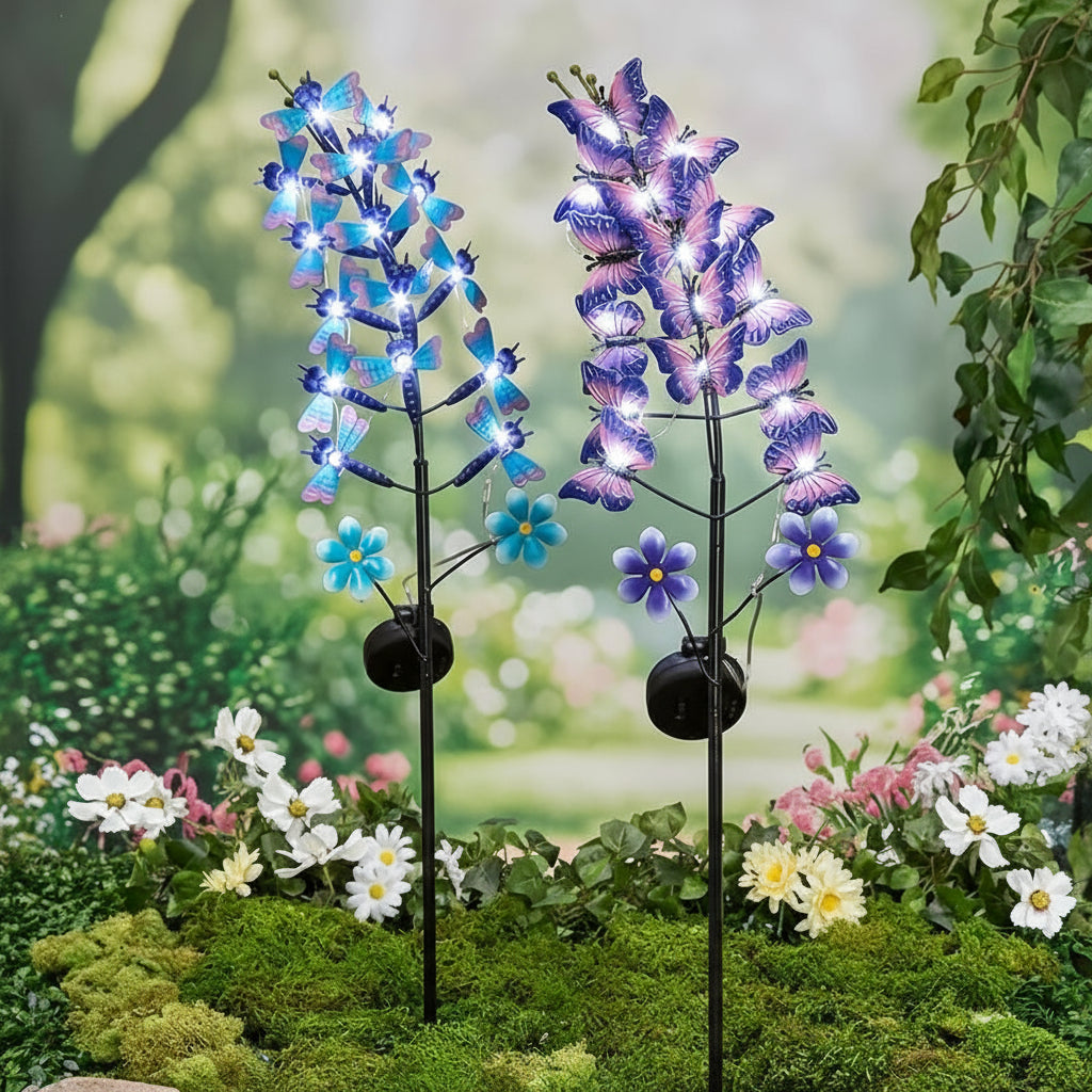 Solar Flower Shaped Butterfly Or Dragonfly Garden Stake