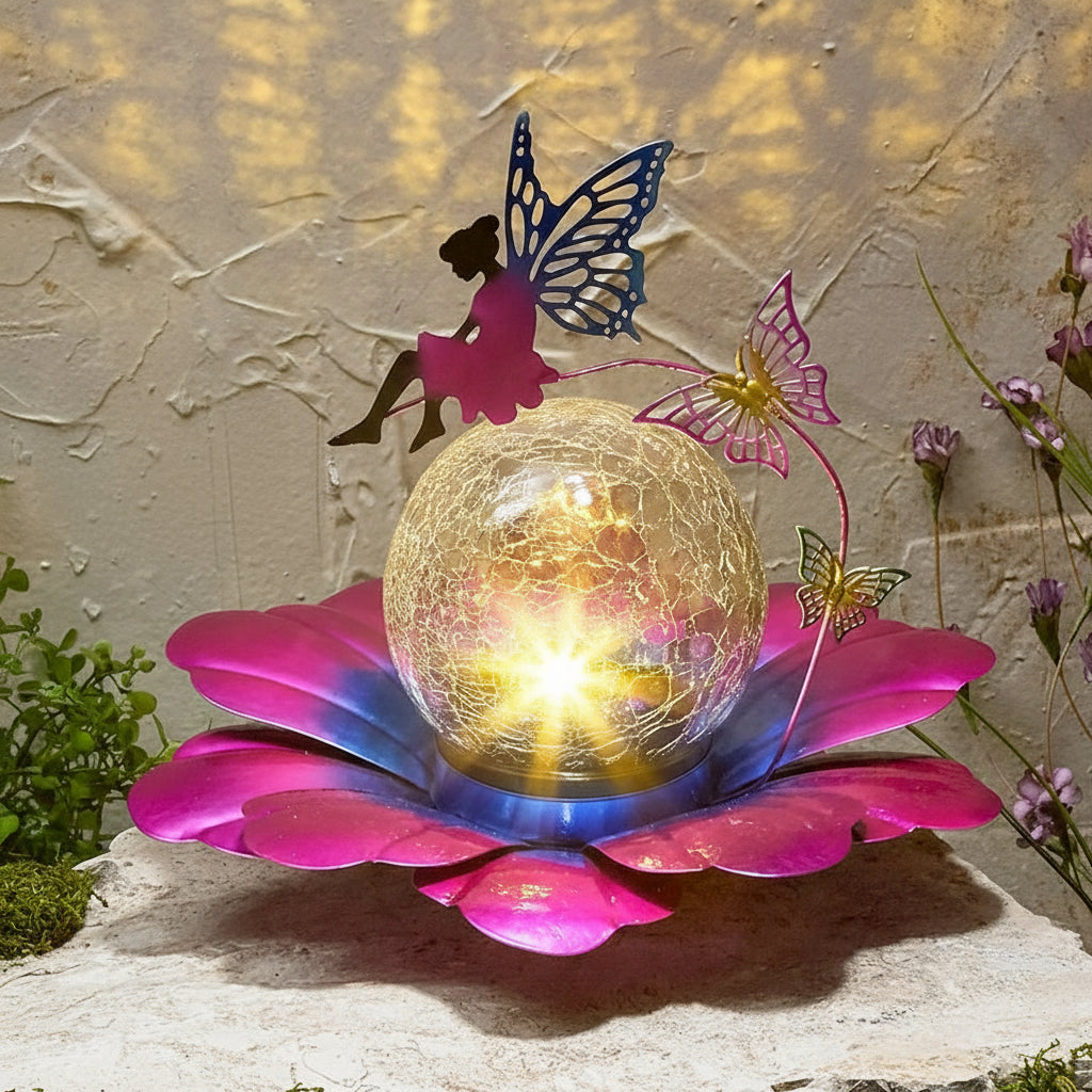 Solar Flower Garden Decor With Fairy Accent