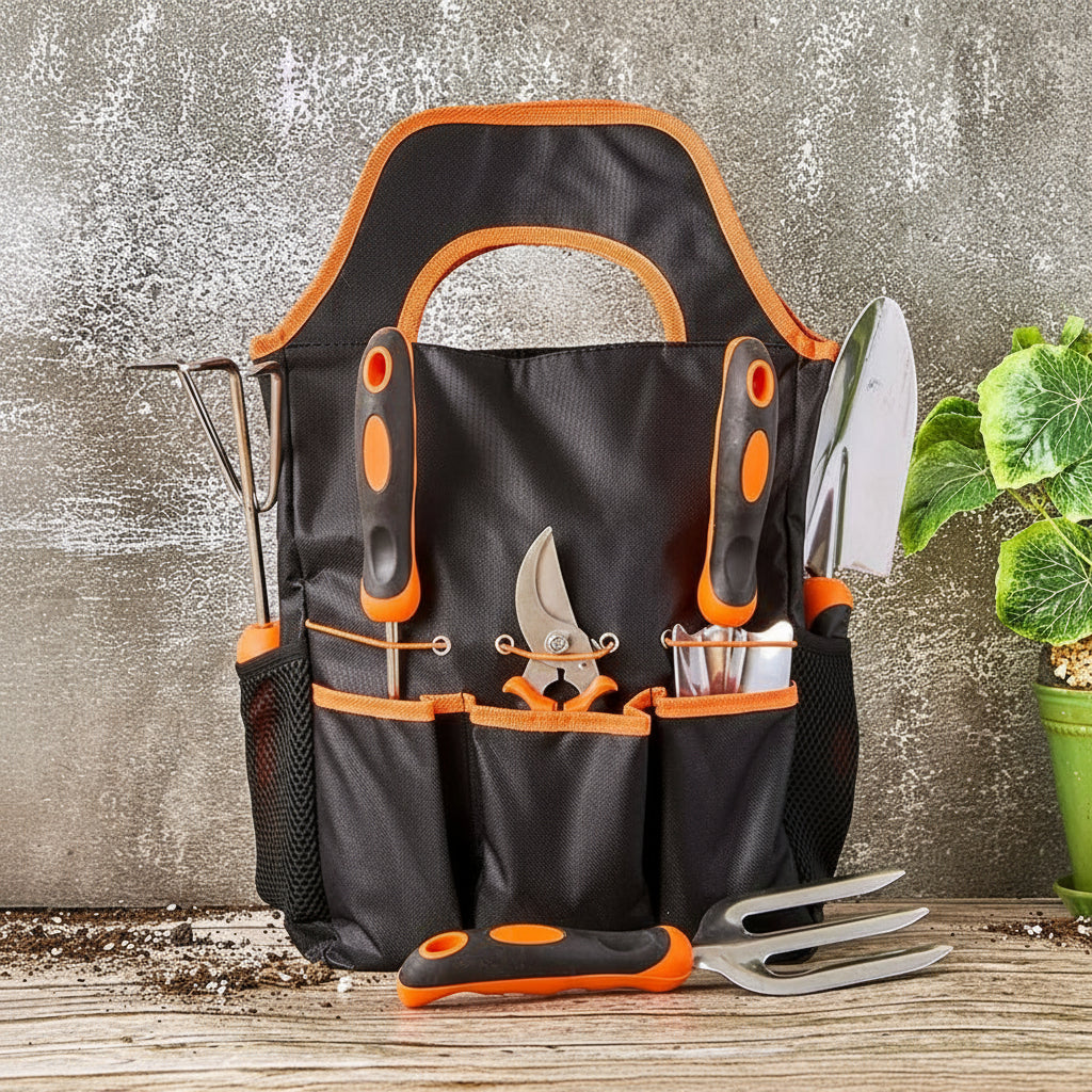 Garden Tool Set With Caddy - 7 Piece Set