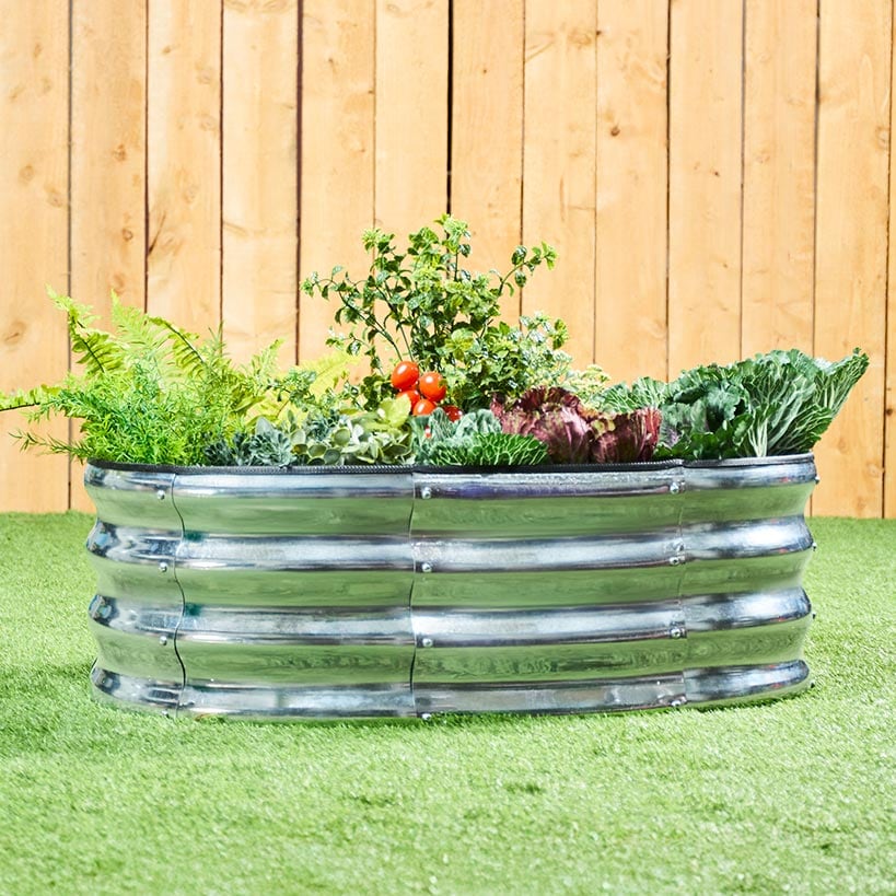 Galvanized Oval Raised Garden Bed Kit