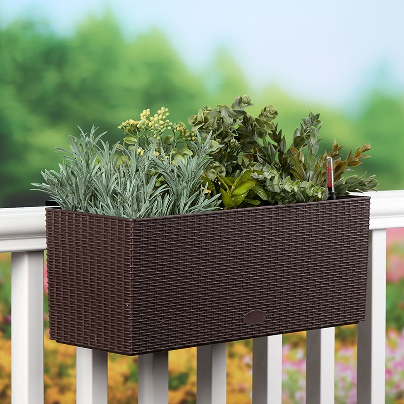 woven planter box Lakeside Wicker-Look Rectangle Planter