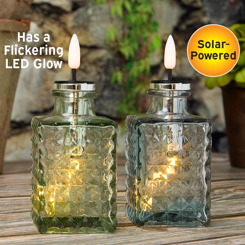 Solar LED Bitters Glass Aux Candle Light