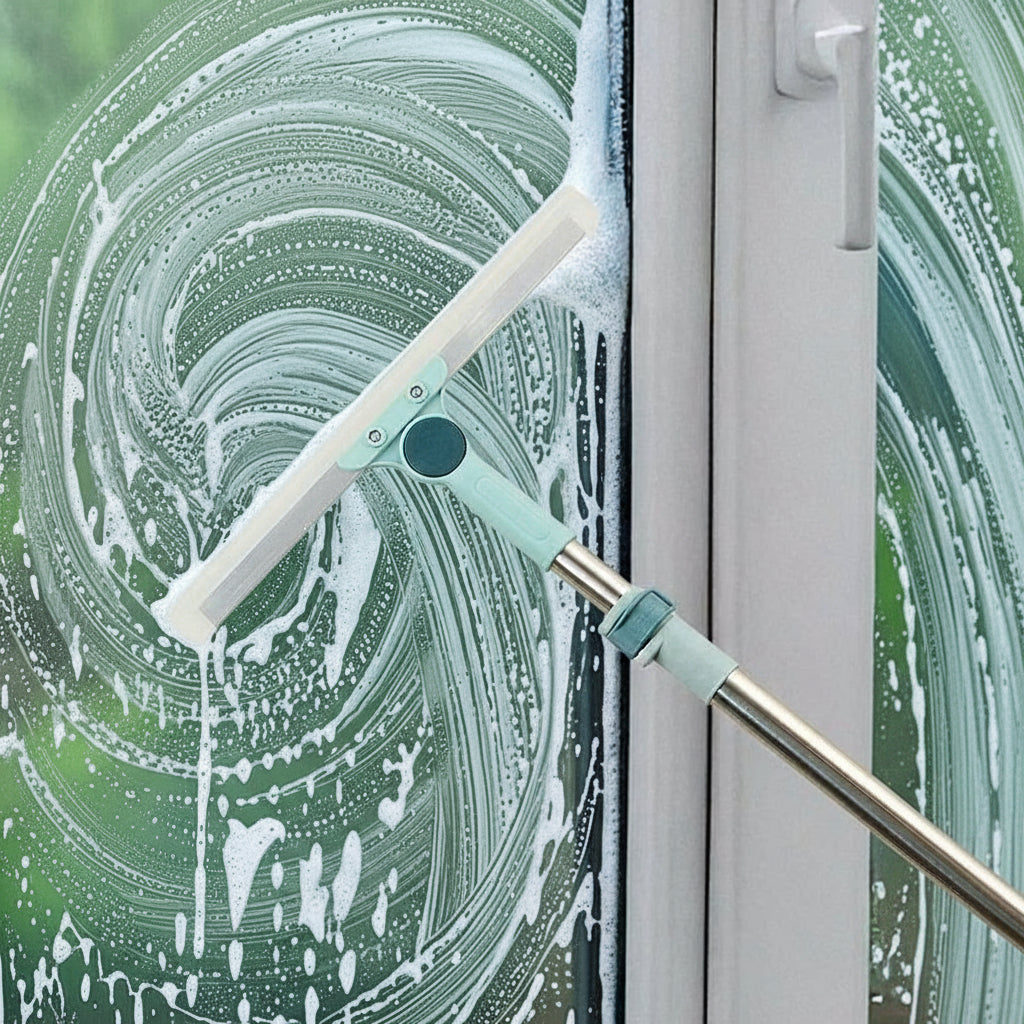 2-In-1 Window And Floor Squeegees 180 Degree With Telescoping Hand