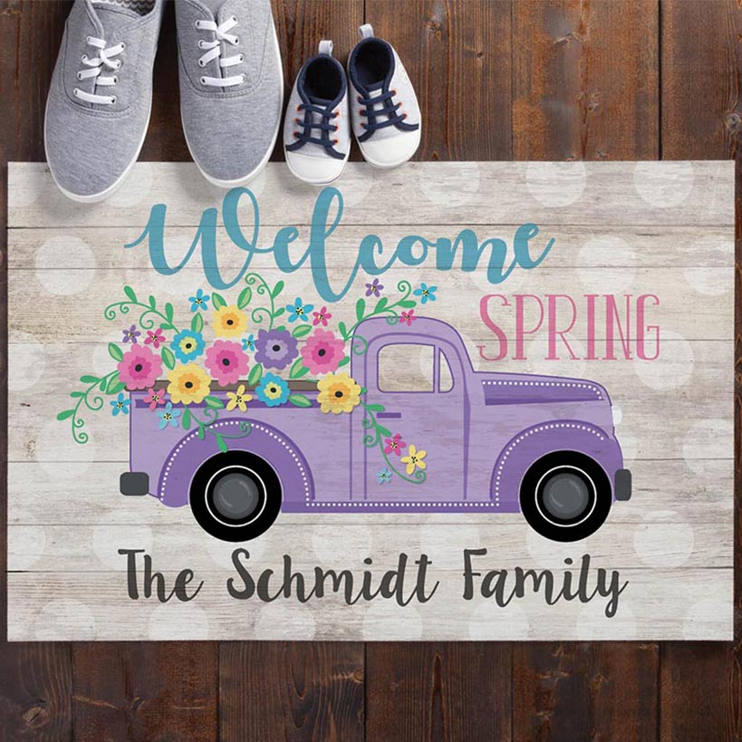 Personalized Welcome Spring Truck Doormat