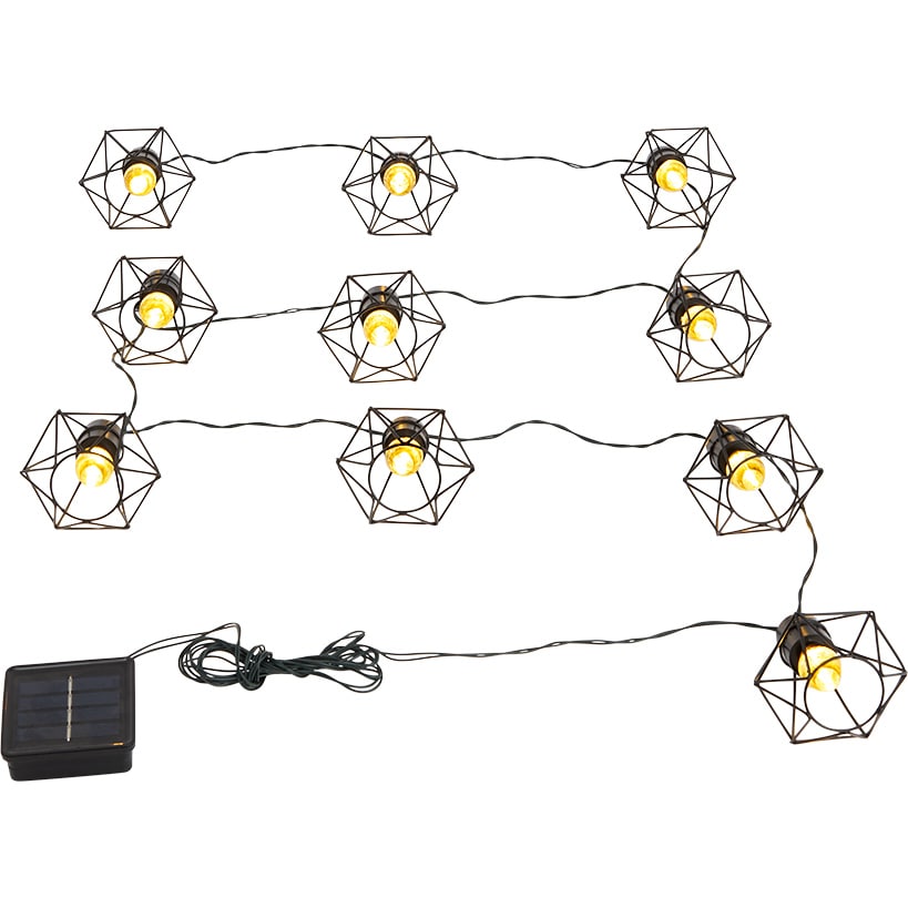 Solar Cafe Lights with Metal Cage Covers 10-LED String