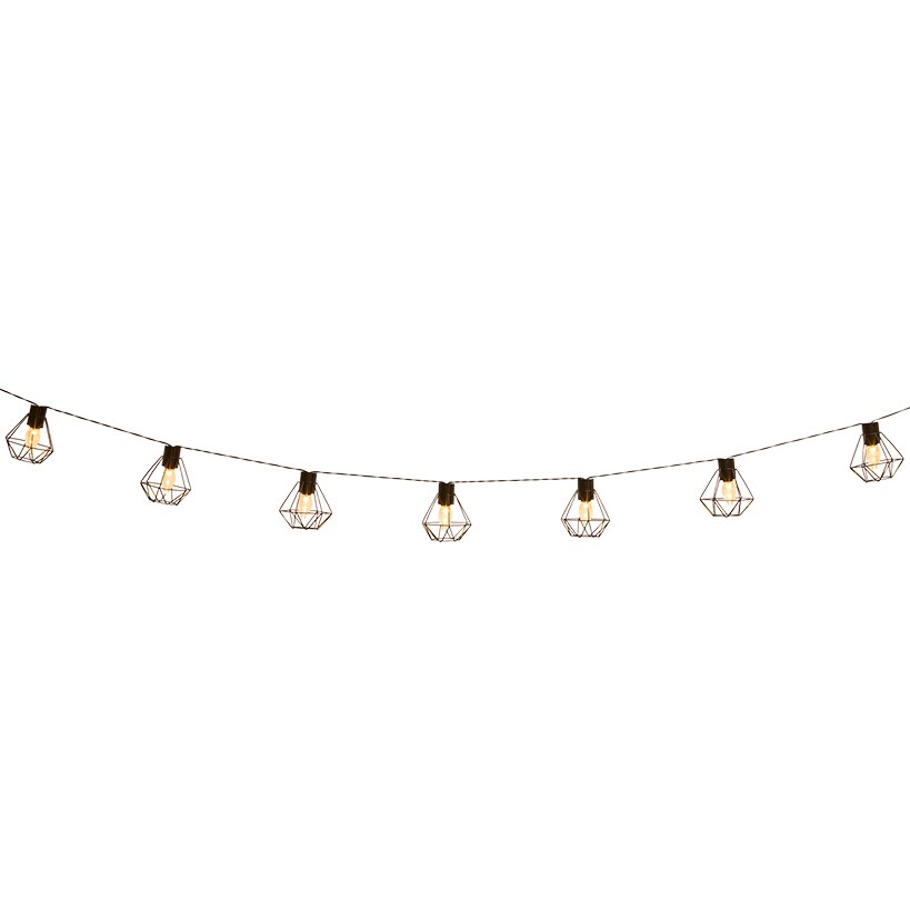 Solar Cafe Lights with Metal Cage Covers 10-LED String