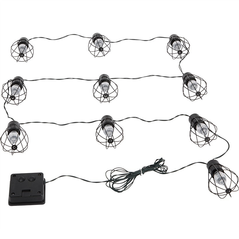 Solar Cafe Lights with Metal Cage Covers 10-LED String