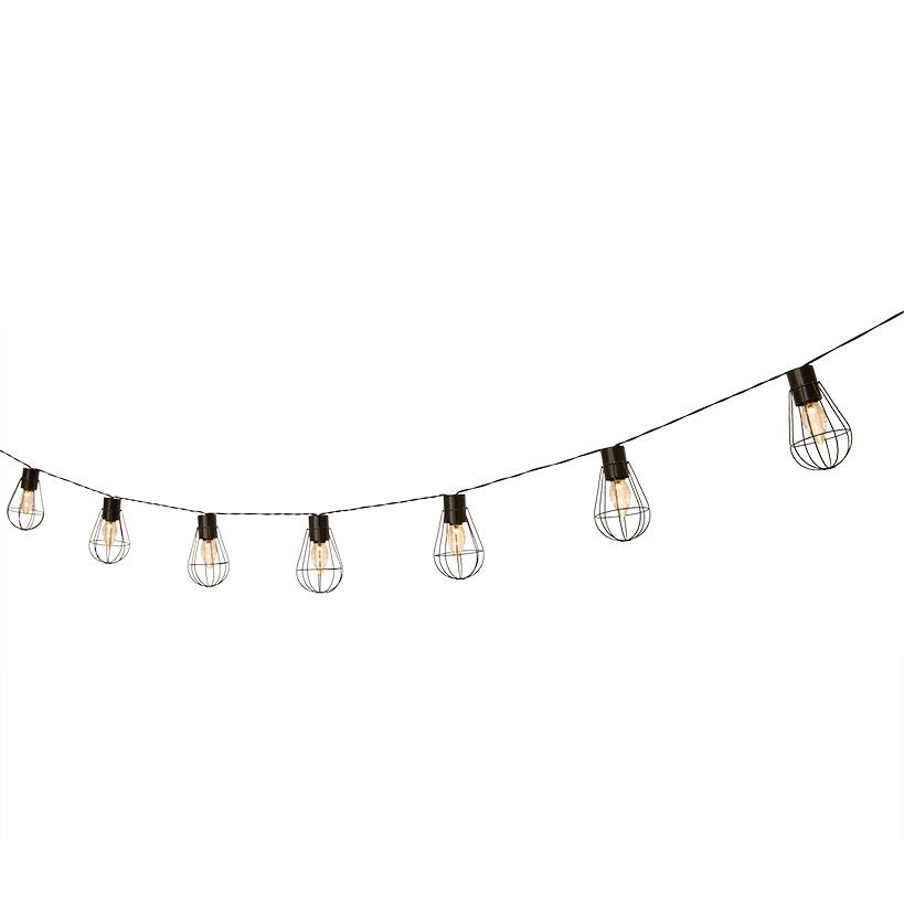 Solar Cafe Lights with Metal Cage Covers 10-LED String