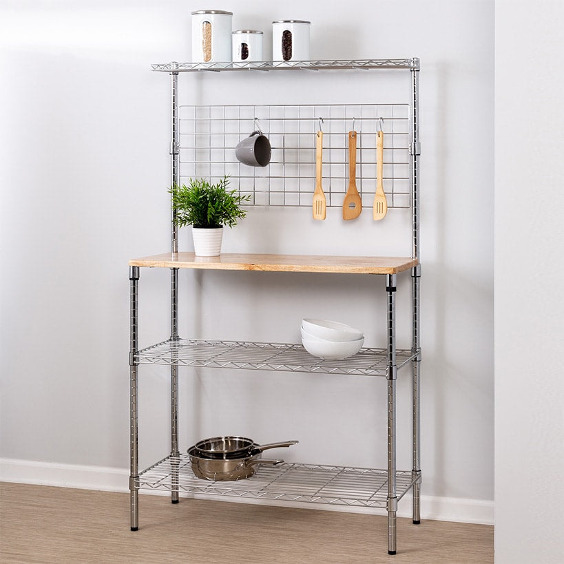 Baker's Rack with Hanging Grid Storage 4-Tier