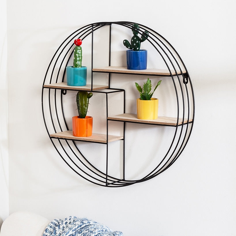 Circular Decorative Metal Wall Shelf 4-Tier