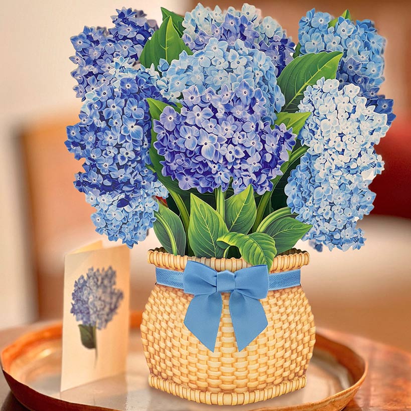 Nantucket Hydrangeas Pop-Up Flower Bouquet Card