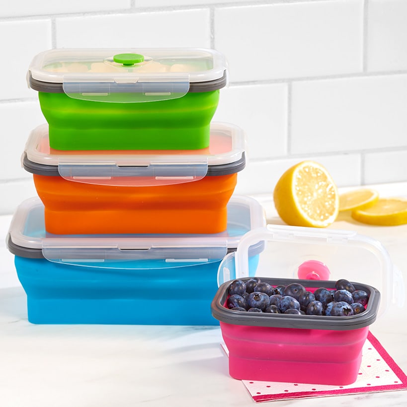 Collapsible Locking Lid Food Storage 8 Pc.