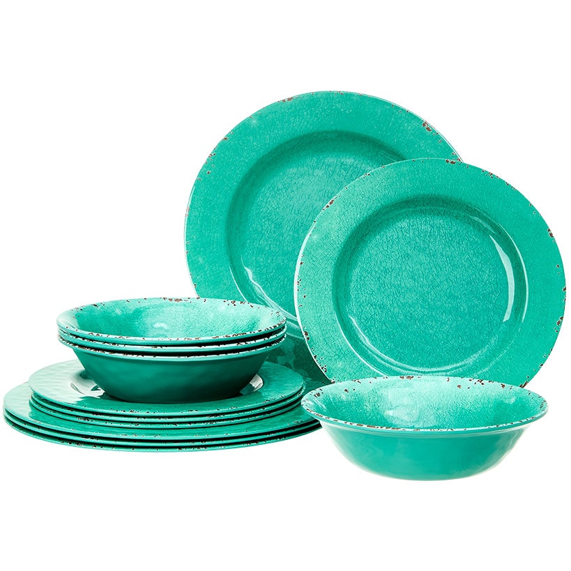 Crackle Lightweight Melamine Dinnerware Set - 12-Pc.