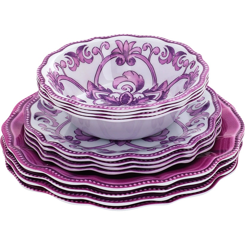 Scalloped Edge Melamine Dinnerware 12 Pc. Set