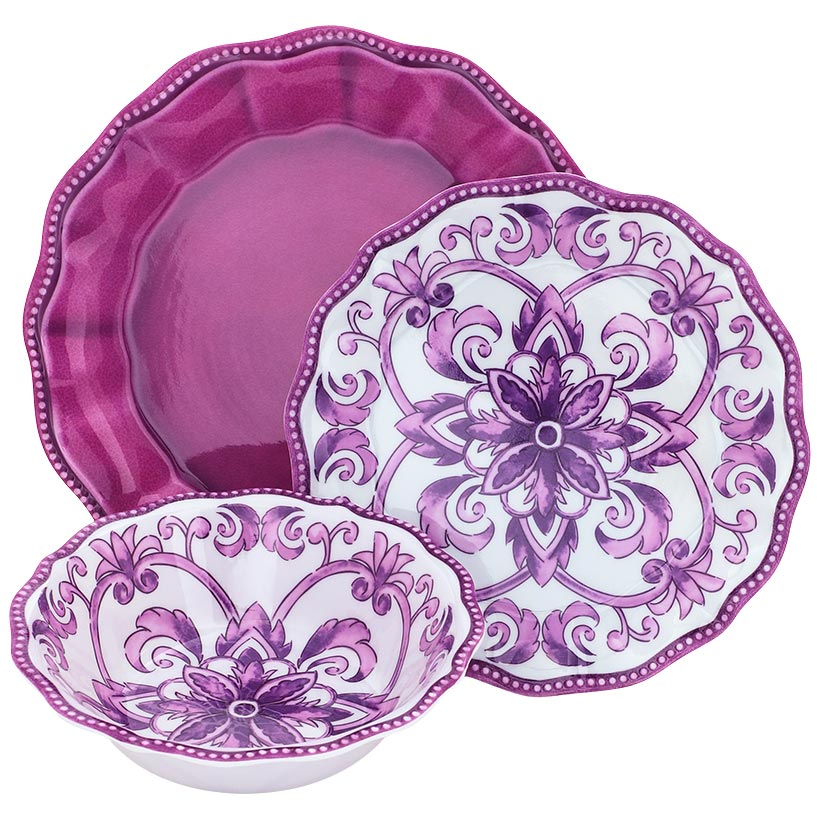 Scalloped Edge Melamine Dinnerware 12 Pc. Set