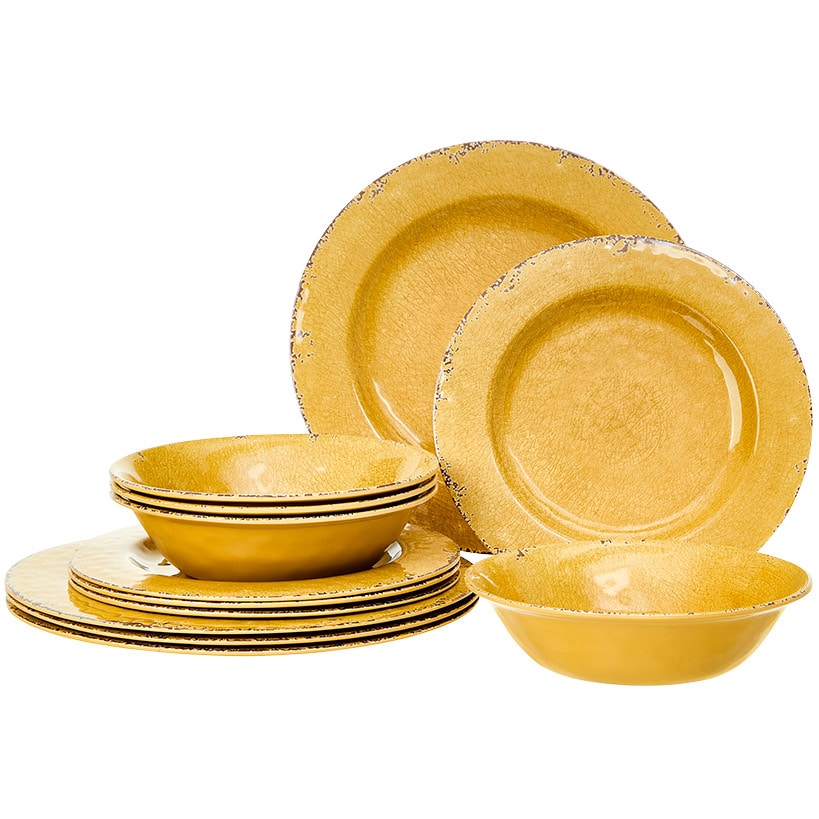 Crackle Lightweight Melamine Dinnerware Set - 12-Pc.