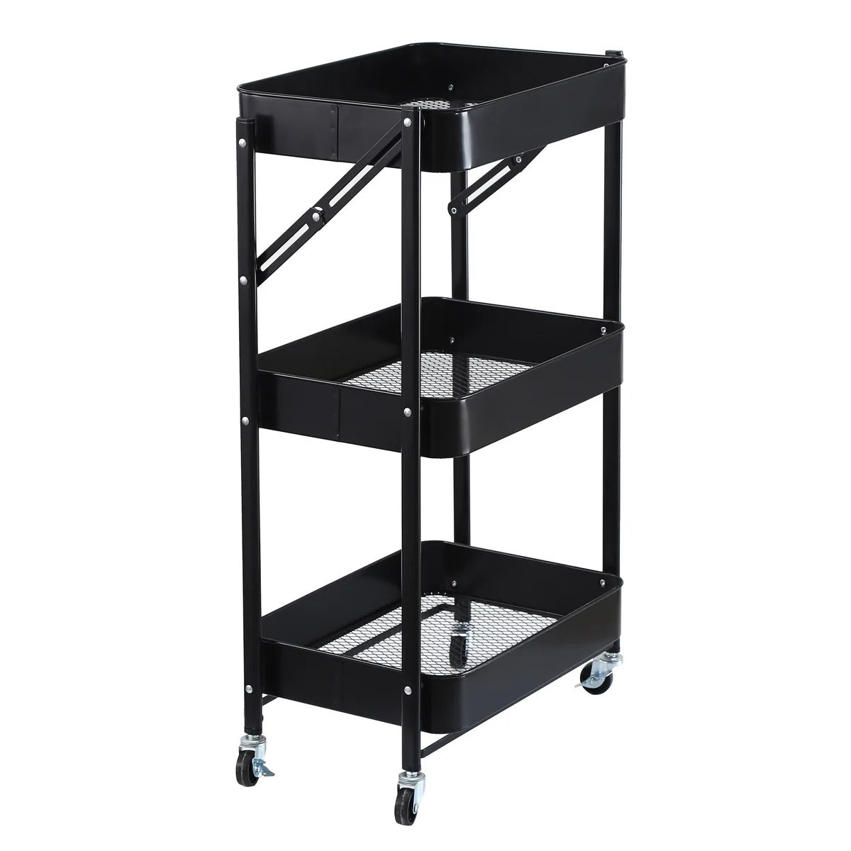 3-Tier Rolling Metal Storage Organizer Mobile Utility Cart