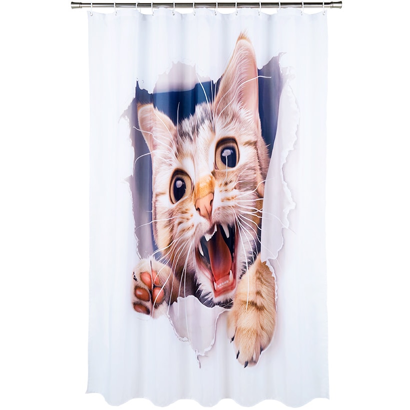 Cat Memory Foam Bath Rugs and Shower Curtain 16 Pc Set