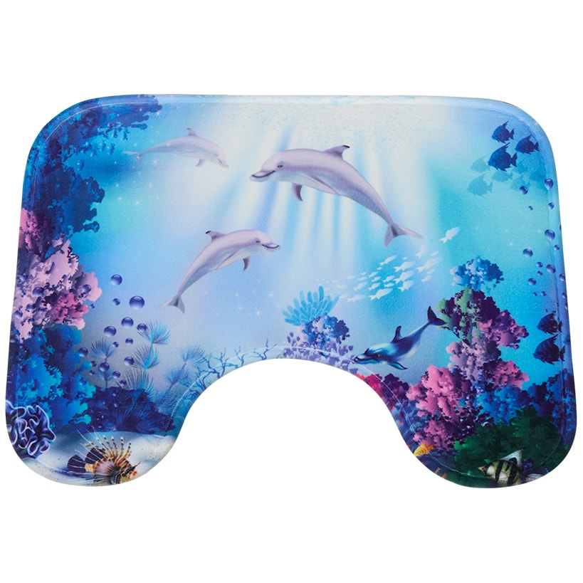 Dolphin Memory Foam Bath Rugs and Shower Curtain 16 Pc Set