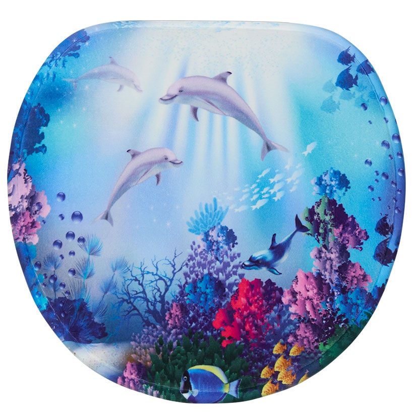 Dolphin Memory Foam Bath Rugs and Shower Curtain 16 Pc Set