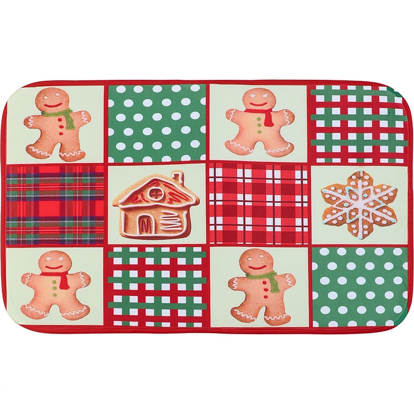 Memory Foam Bath Rugs and Shower Curtain Complete 16-Pc Set Gingerbread