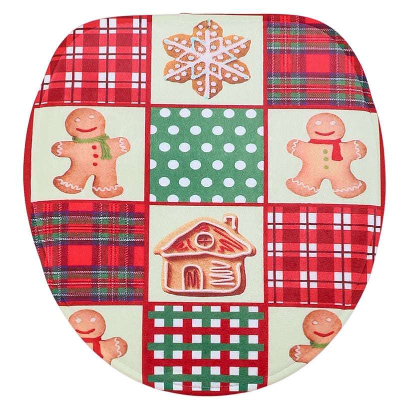 Memory Foam Bath Rugs and Shower Curtain Complete 16-Pc Set Gingerbread