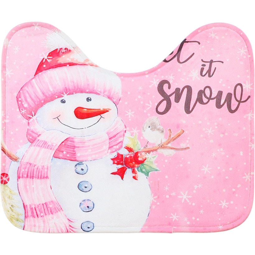 Memory Foam Bath Rugs & Shower Curtain Complete 16-Pc Set Let It Snow