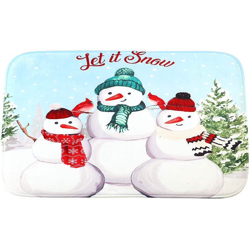 Memory Foam Bath Rugs & Shower Curtain Complete 16-Pc Set Snow Family