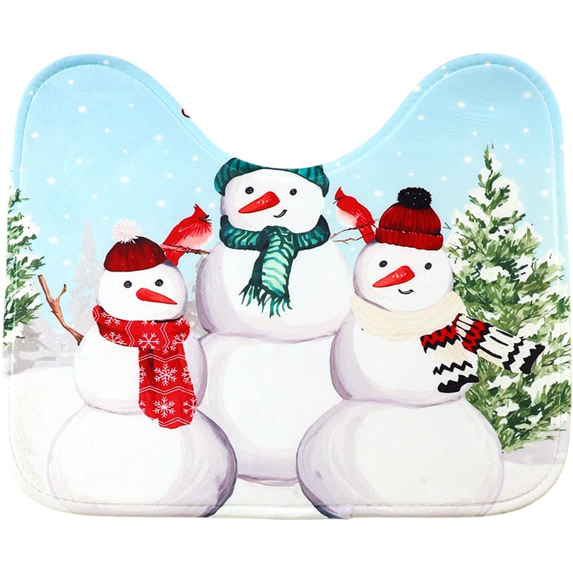 Memory Foam Bath Rugs & Shower Curtain Complete 16-Pc Set Snow Family