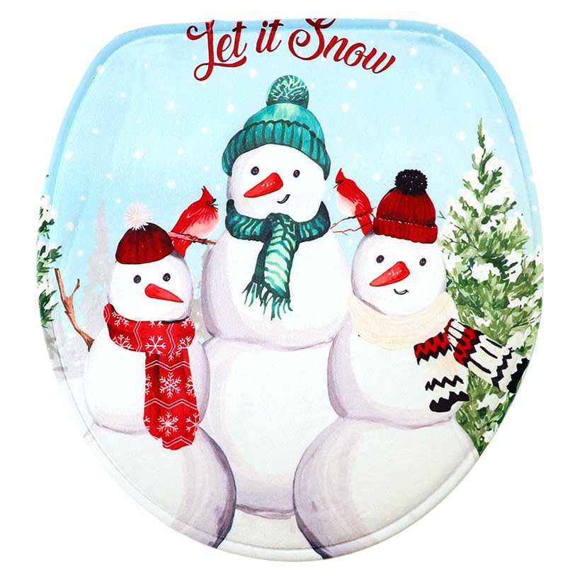 Memory Foam Bath Rugs & Shower Curtain Complete 16-Pc Set Snow Family