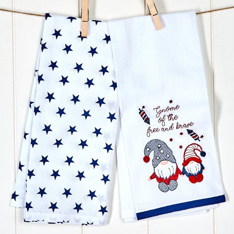 Americana Embroidered Kitchen Towels, Set of 2
