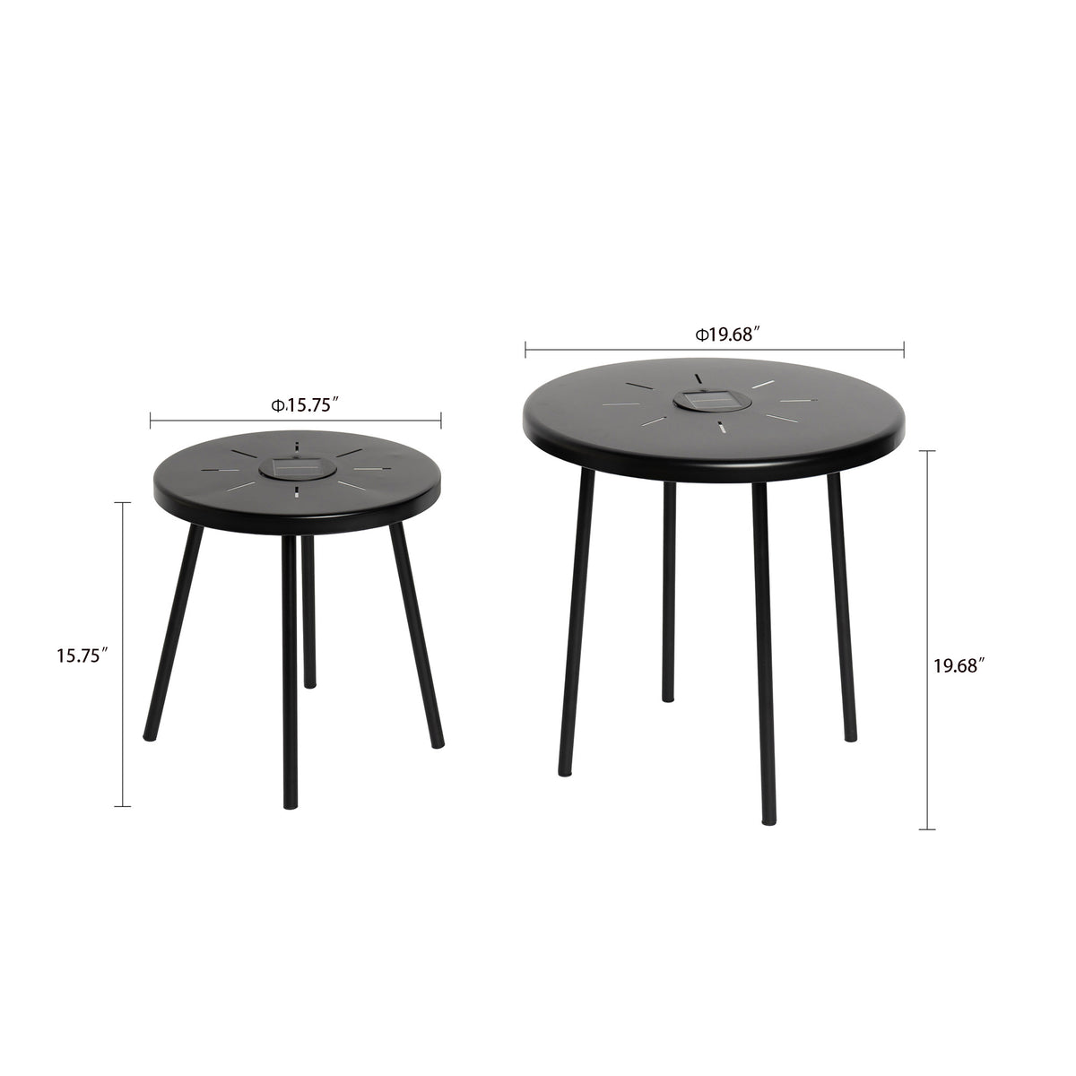 2-Pack Solar Powered Side Table with LED Light, Outdoor/Indoor Nesting Round End Table Set - image 4