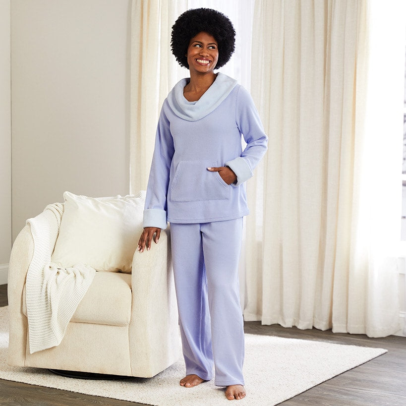 Fleece Pajama Lounge Set 2 Pieces Blue, Pink, or Lilac