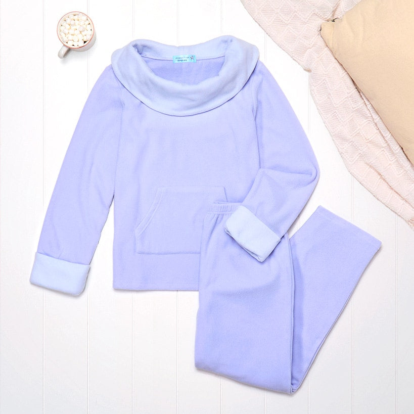 Fleece Pajama Lounge Set 2 Pieces Blue, Pink, or Lilac