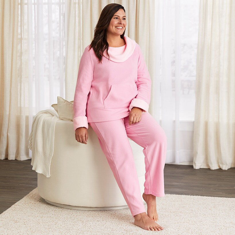 Fleece Pajama Lounge Set 2 Pieces Blue, Pink, or Lilac