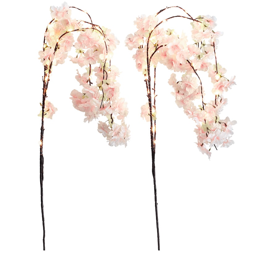 Lighted Cherry Blossom Garland, 2 Pc Branches, Table Tree, or 48" Tree
