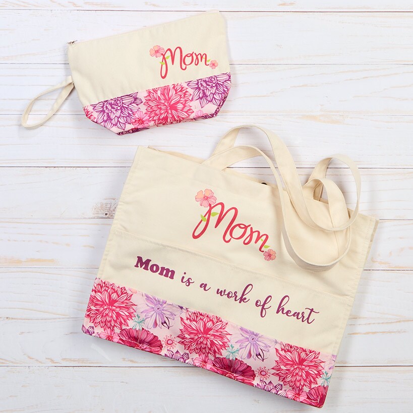 Floral Tote Bag and Clutch Matching Set#select-design_mom