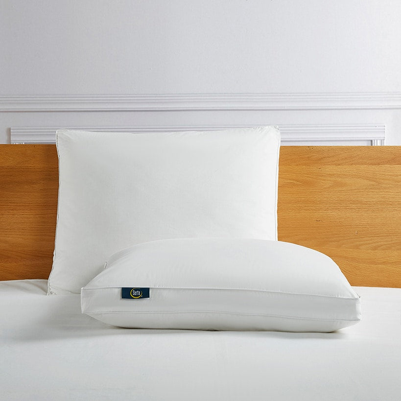 Serta White Goose Feather and Down Fiber Gusseted Pillow 2-Pk