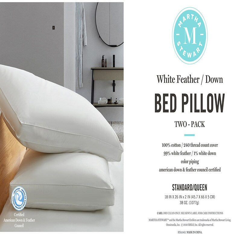 Martha Stewart Feather and Down Pillow 2-Pk