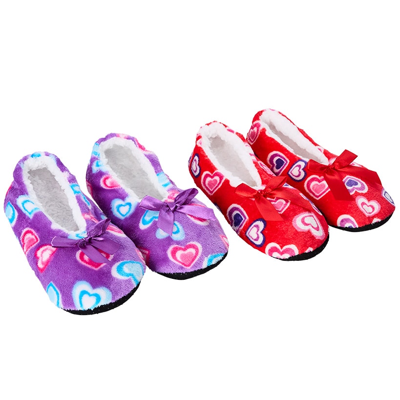 Women's Cozy Pull-On Slipper Socks with Grippers - Set of 2