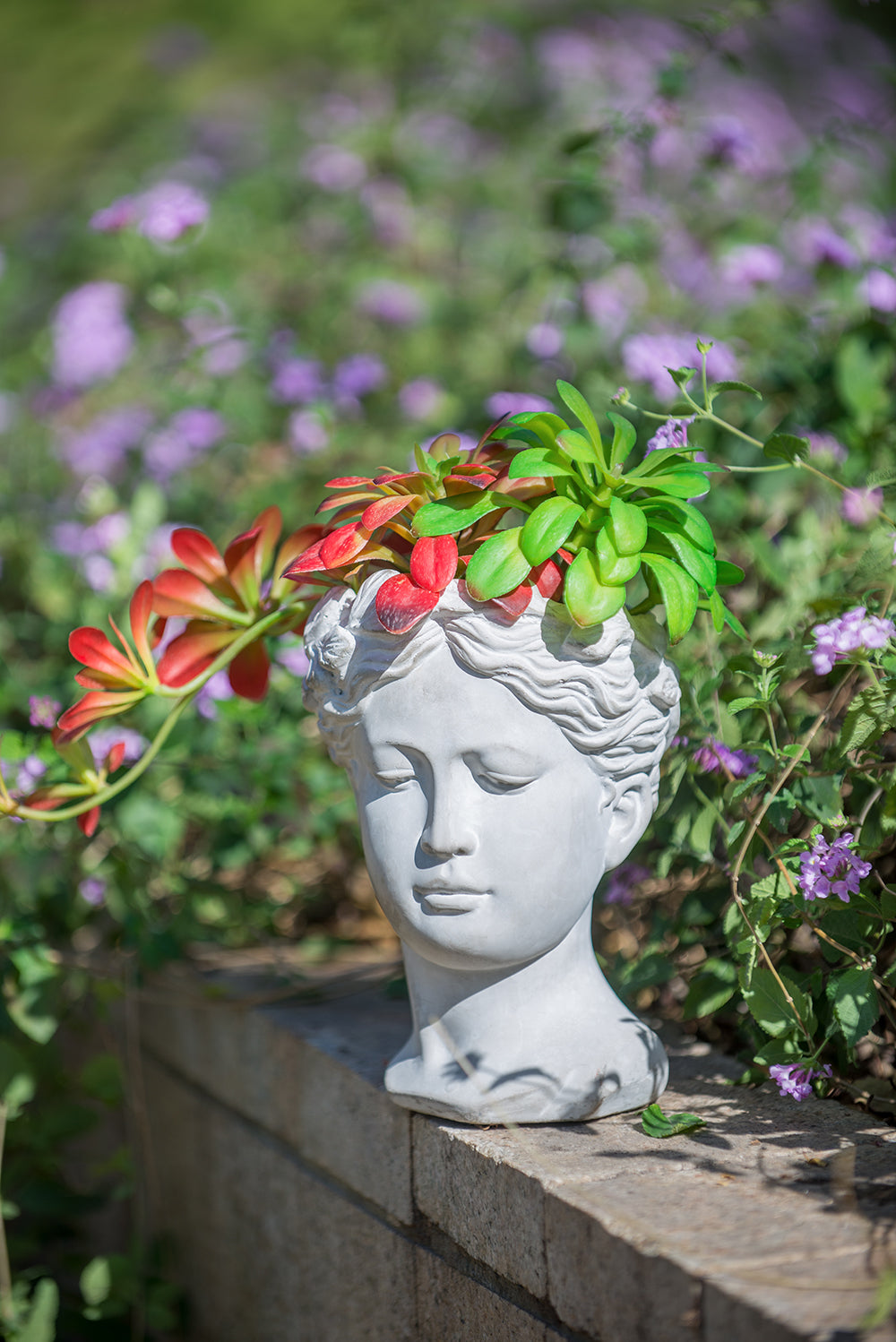Greek Style Cement Head Planter - Indoor Outdoor Home Garden Decor, D6" x 9" - image 13