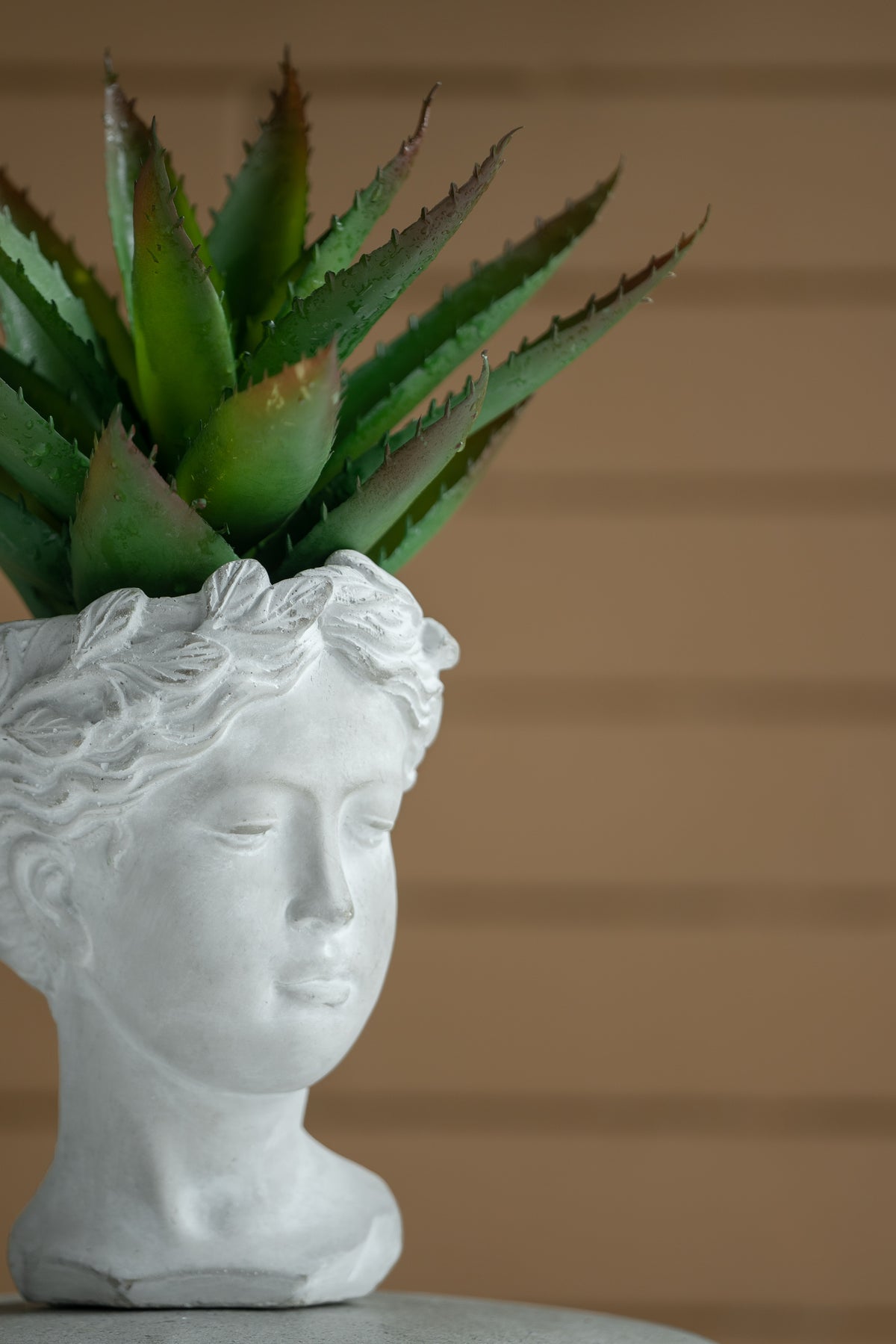 Greek Style Cement Head Planter - Indoor Outdoor Home Garden Decor, D6" x 9" - image 2